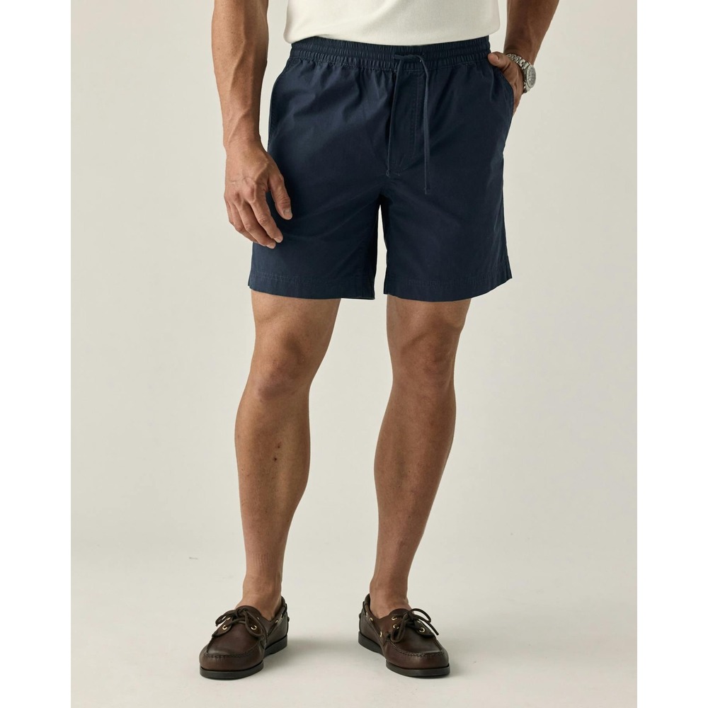 Huckberry Canoe Short 7" Navy Blue Mens Large Elastic Waist Cotton Short